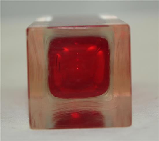 Fifteen Murano Sommerso glass square section vases, 1950s-70s, 12cm - 20cm
